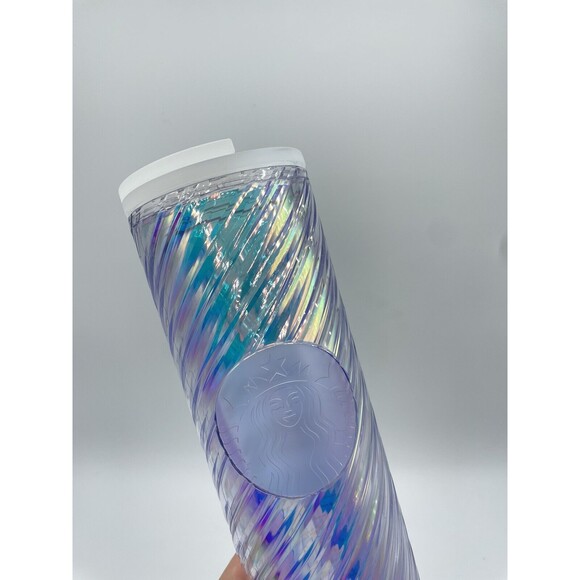 Starbucks Silver Iridescent Swirl 16 Oz Travel Mug Tumbler 2022 Bs241 - Picture 8 of 16